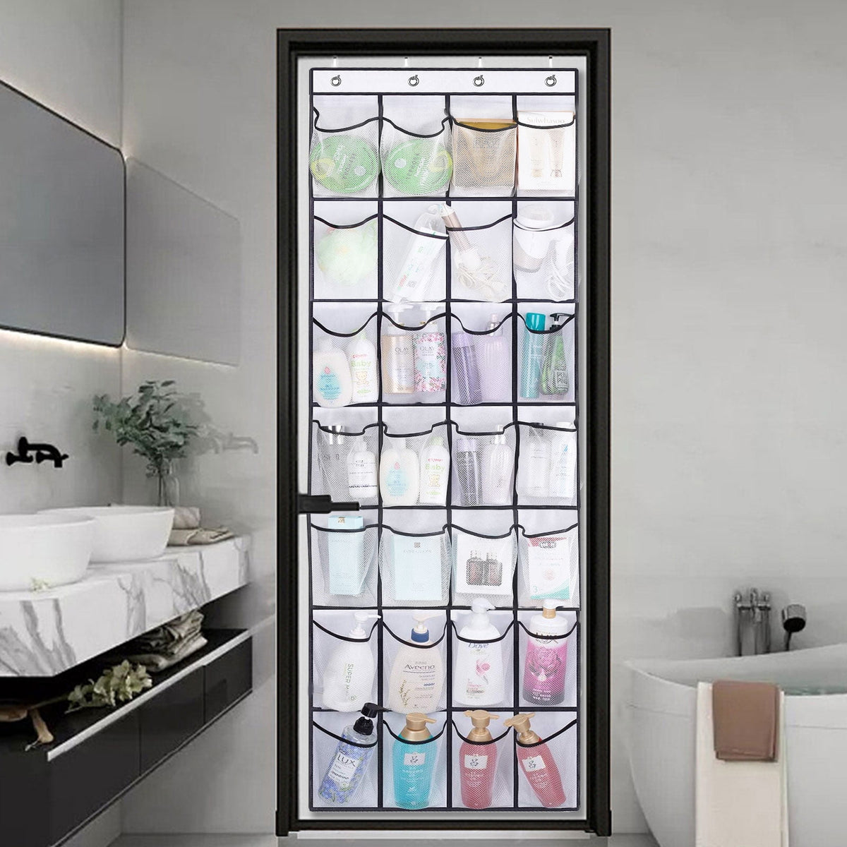 the Door Shoe Organizer, 28 Large Pockets Hanging Shoe Organizer, White - Image 6