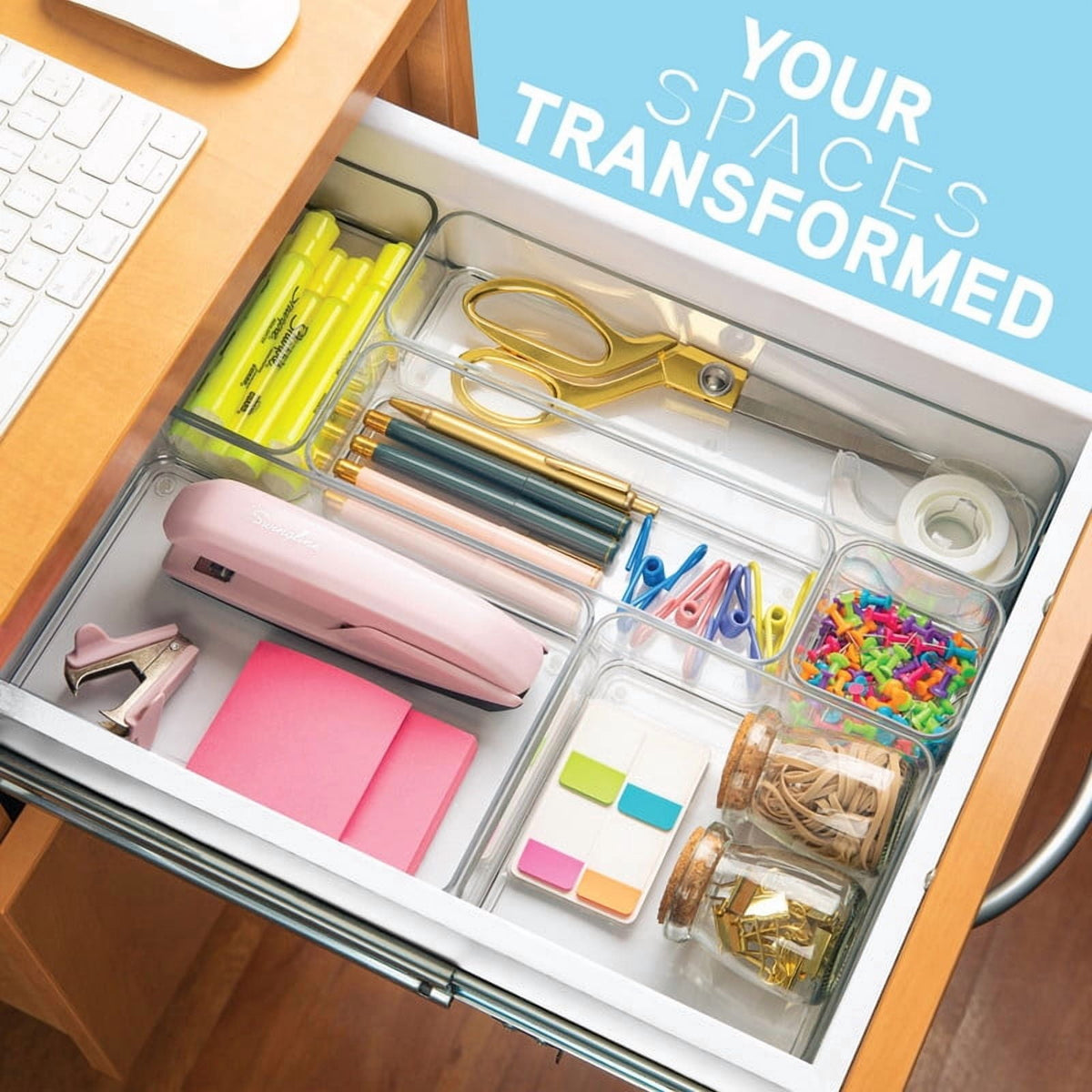 Plastic Clear Drawer Organizers. Bathroom. Kitchen, Bedroom, Utensils, Office Organizer Bins, Storage Trays. Stackabl... - Image 2