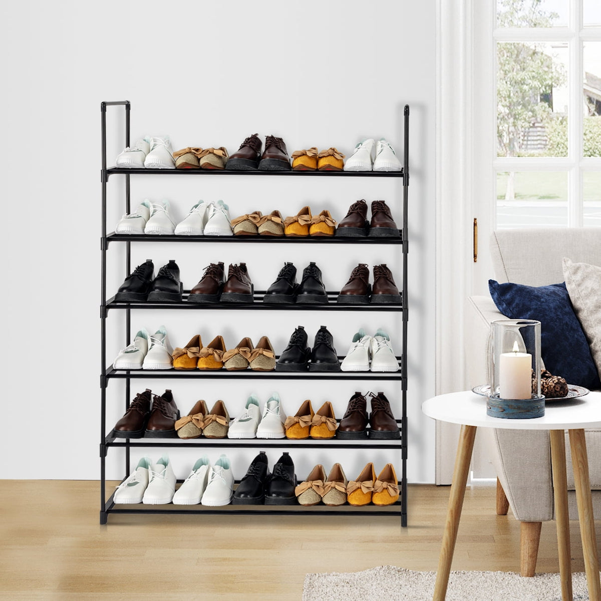 6-Tier Metal Sturdy Shoe Rack Shelf Shoe Tower Stand 30- Pairs Shoe Storage Cabinet Organizer for Closet Entryway Bed... - Image 5