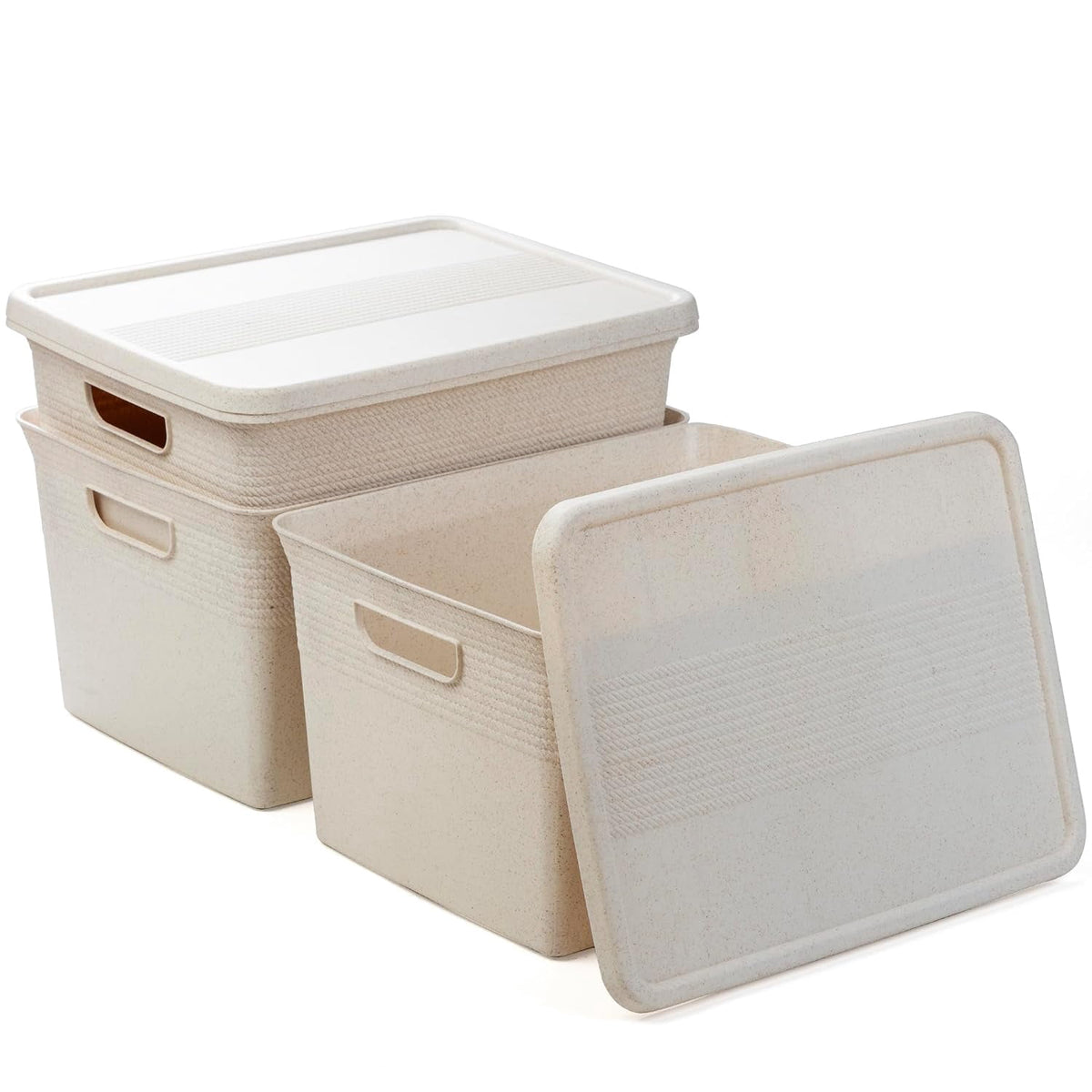 Plastic Storage Bins with Lids 22 Liter 3-Pack Natural