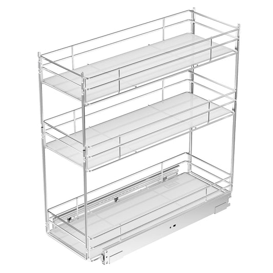 3-Tier Out Spice Rack for Narrow Cabinet (8in W X 20½in D) Slide Out Cabinet Organizer and Out Shelves Under Cabinet ...