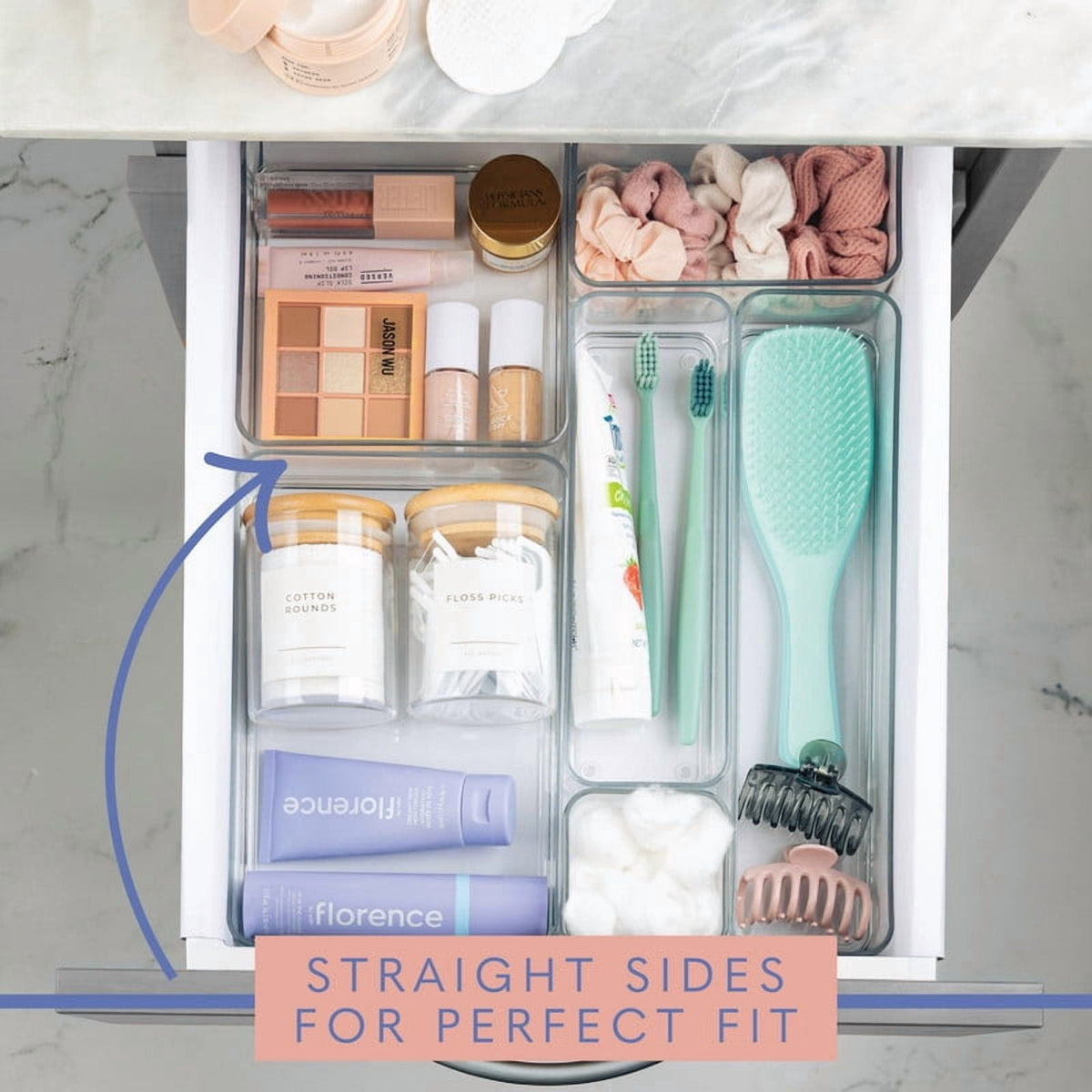 Plastic Clear Drawer Organizers. Bathroom. Kitchen, Bedroom, Utensils, Office Organizer Bins, Storage Trays. Stackabl... - Image 3