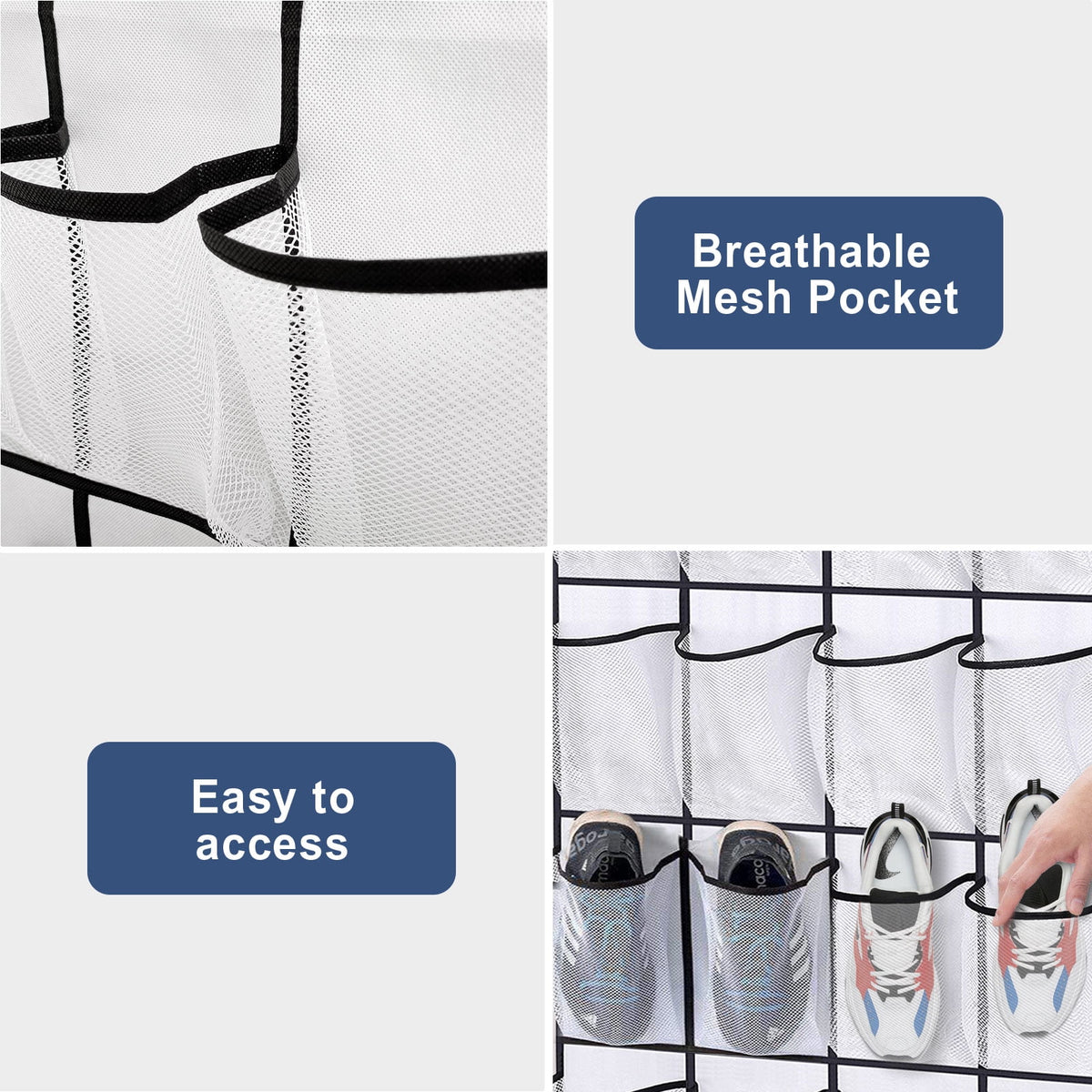 the Door Shoe Organizer, 28 Large Pockets Hanging Shoe Organizer, White - Image 5
