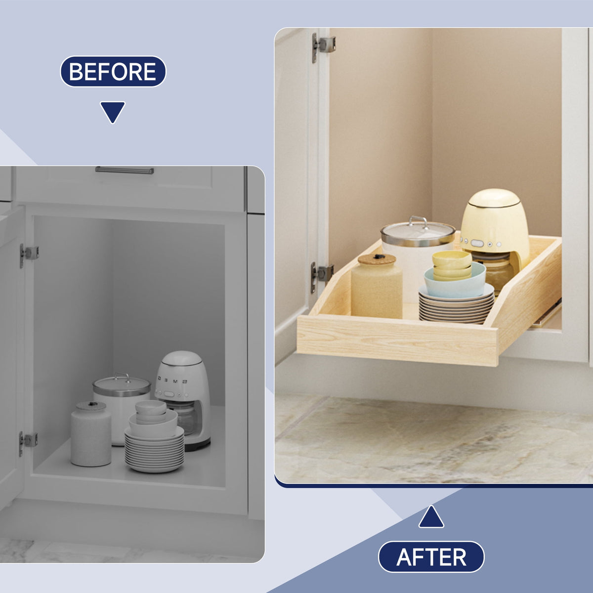 Out Cabinet Organizer, x Soft Close Full Extension Wood Slide Out Drawer Shelf, Out Cabinet Drawer, Bottom Mount Stor... - Image 6