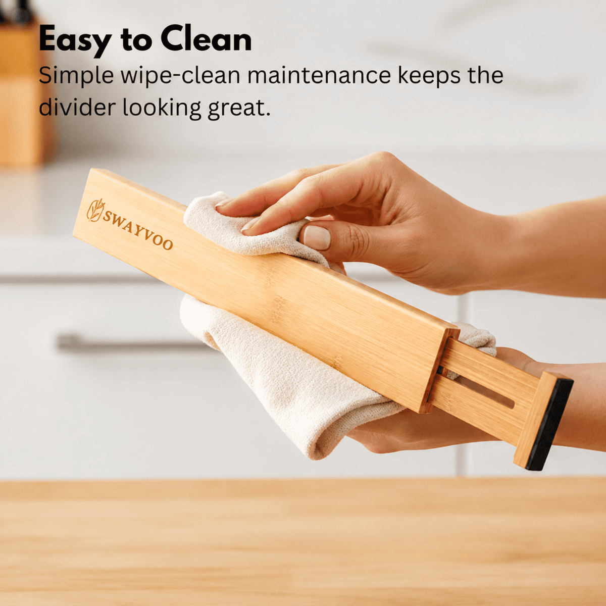Bamboo Drawer Dividers 4-Pack Adjustable Drawer Organizer Separators for Kitchen, Bedroom, Bathroom, Cabinet, Office ... - Image 5