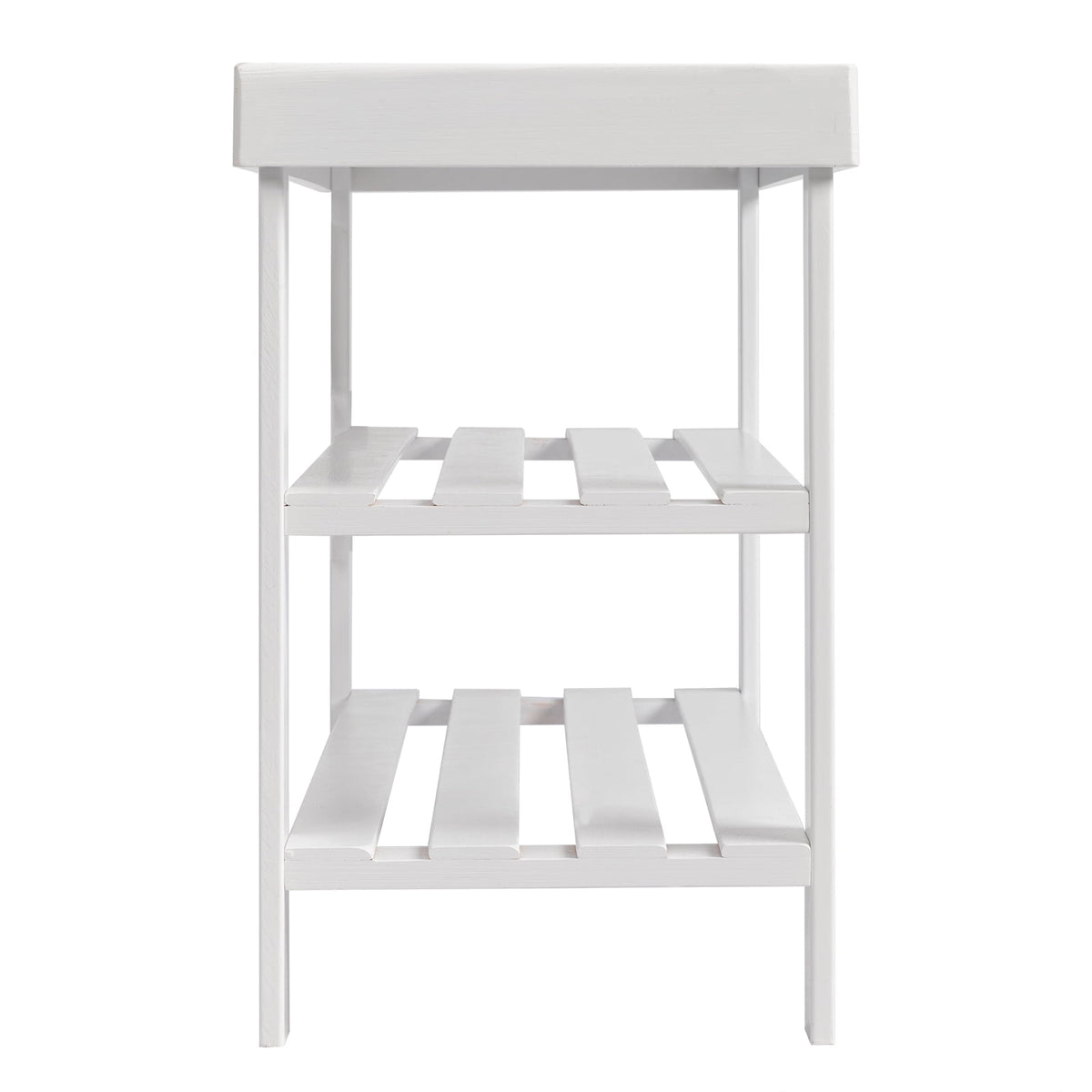 3 Solid Bamboo Shoe Rack Bench, 11.02'' x 35.43'' x 17.72'' Storage Seat Organizer for Entryway Hallway, White