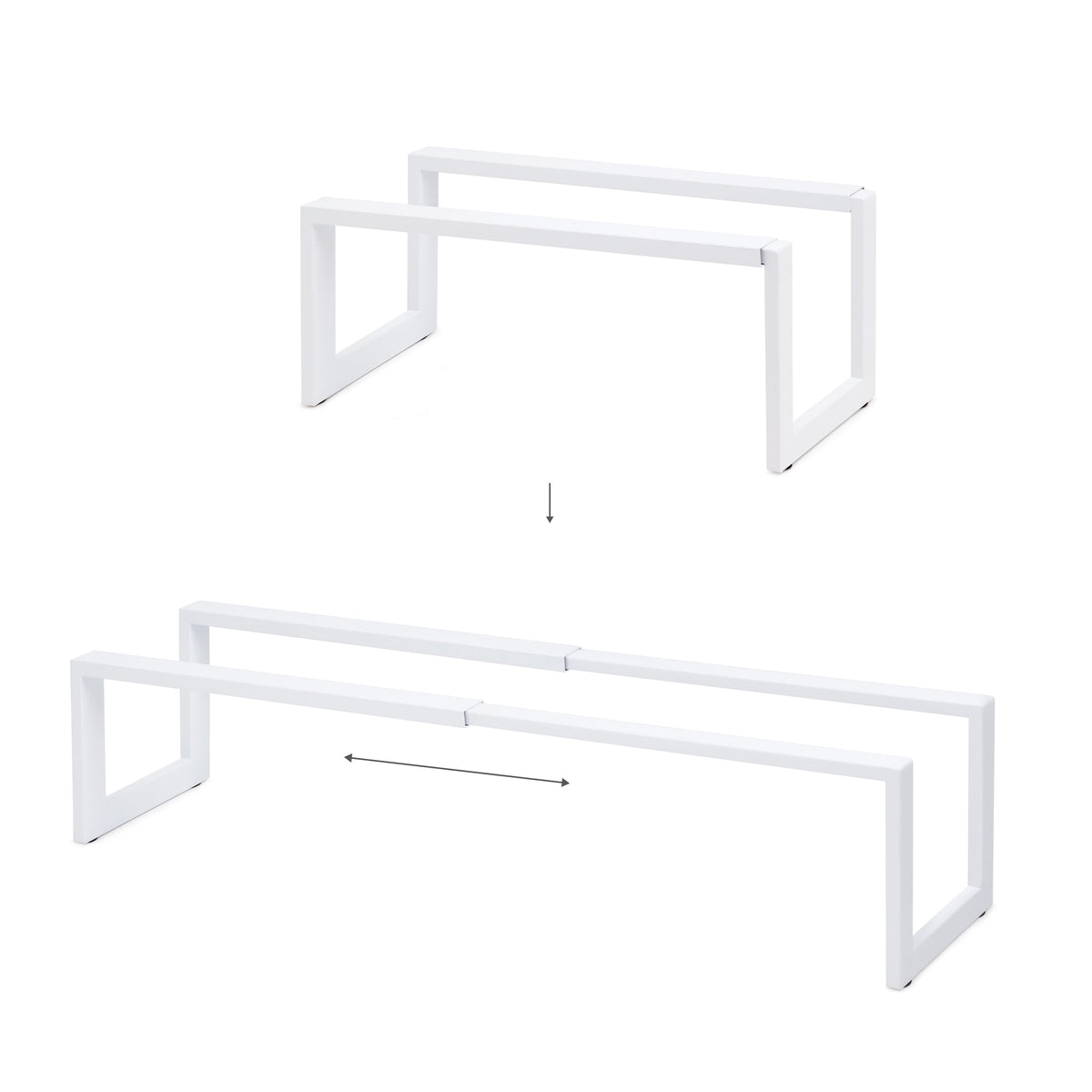 Steel Expandable Shoe Rack, 2-Tier, Stacking Storage Organizer, Adjustable Length, Entryway / Closet, Matte White - Image 3