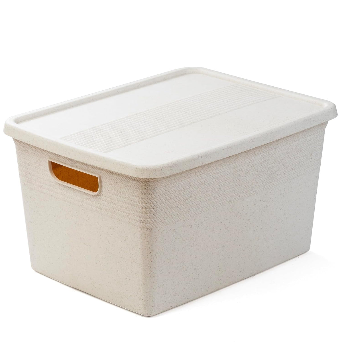 Plastic Storage Bins with Lids 22 Liter 3 Pack Natural Woven Style - Image 6