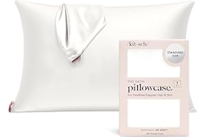 Kitsch Satin Pillowcase with Zipper for Hair & Skin - Softer Than Silk Pillow Cases, Smooth Cooling Satin Pillow Case, Wrinkl
