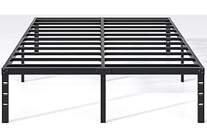 NEW JETO Metal Bed Frame,Queen Size Bed Frame with Storage Space,Heavy Duty Sturdy Mattress Foundation,Easy Assembly,No Box S