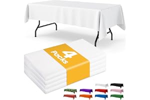 Niuara White Plastic Table Cloth - 4 Pack 54" × 108" Rectangle Disposable Tablecloths for 6FT Tables, Table Cover for Party