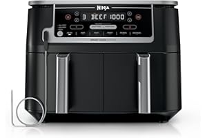 Ninja DZ550 Foodi 10 Quart 6-in-1 DualZone Smart XL Air Fryer with 2 Independent Baskets, Smart Cook Thermometer for Perfect