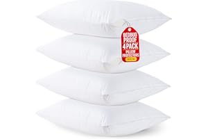 Set of 4 Pillow Protectors with Zipper Standard Size, Bed Bug and Dust Mite Proof Pillow Covers, Ultra Soft Pillow Encasement