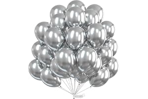 PartyWoo Metallic Silver Balloons, 50 pcs 12 Inch Silver Metallic Balloons, Silver Balloons for Balloon Garland or Arch as We
