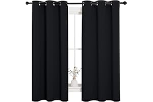 NICETOWN Halloween Pitch Black Solid Thermal Insulated Grommet Blackout Curtains/Drapes for Bedroom Window (2 Panels, 42 inch