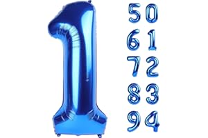 40 Inch Navy Blue 1 Balloon for First Birthday, Blue One 1st Number Balloon Birthday Decorations, 10th 21st, Giant Number 1 B