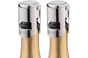 WOTOR Champagne Stoppers Stainless Steel, Prosecco Bottle Stopper with Food Grade Silicone, Reusable Champagne Cork & Saver