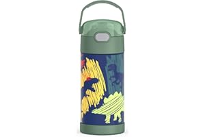 THERMOS FUNTAINER Water Bottle with Straw - 12 Ounce - Kids Stainless Steel Vacuum Insulated Water Bottle with Lid, Dinosaurs - 2
