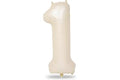 40 Inch Beige Number 1 Balloon for 1st Birthday Decoration, Large Self Inflating Cream Foil Number Balloons 0-9 for Boys Girl