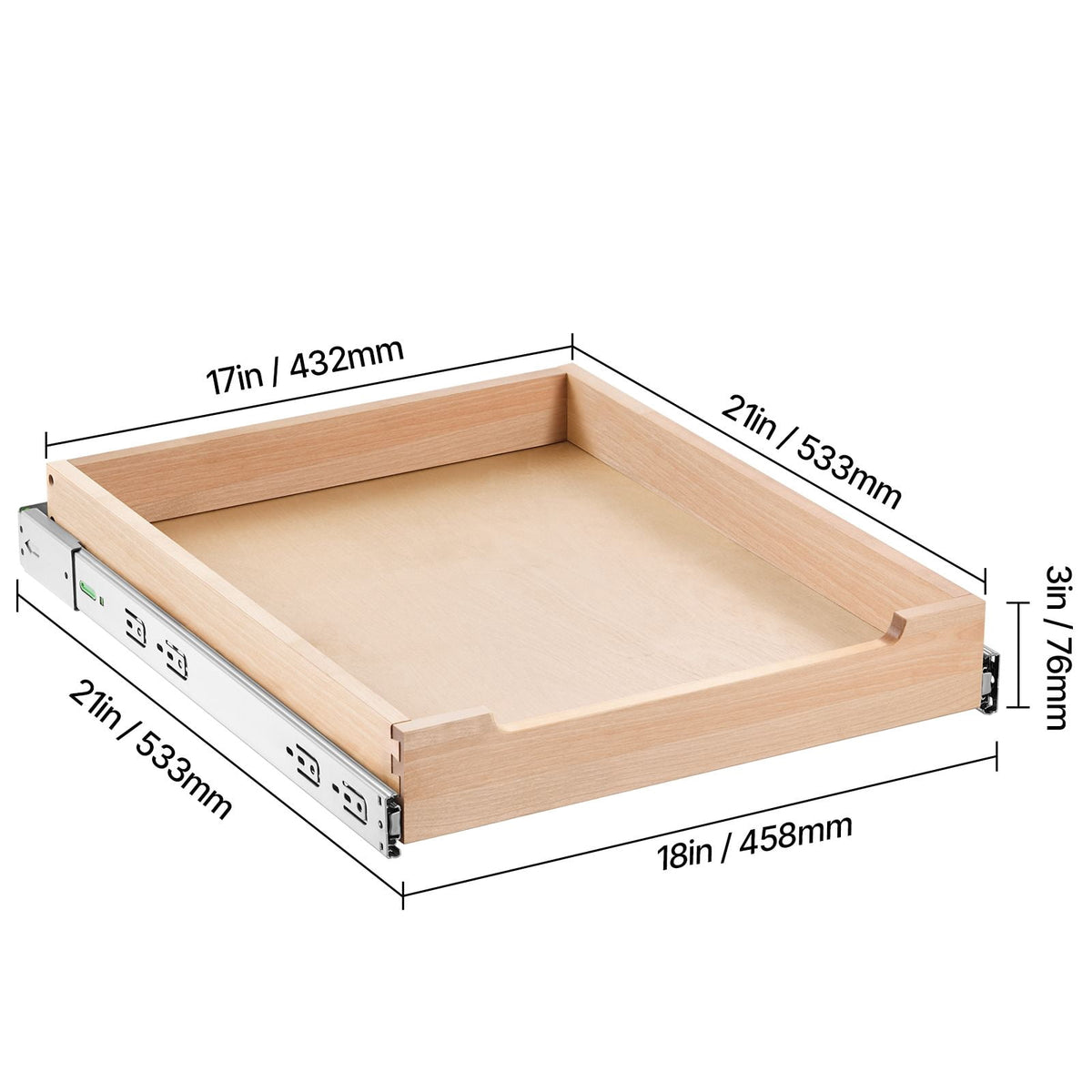 Heavy Duty Slide Out Wooden Cabinet Organizer Drawer, Bottom & Side Mount Pull Out Shelf for Kitchen Pantry Bathroom, x - Image 6