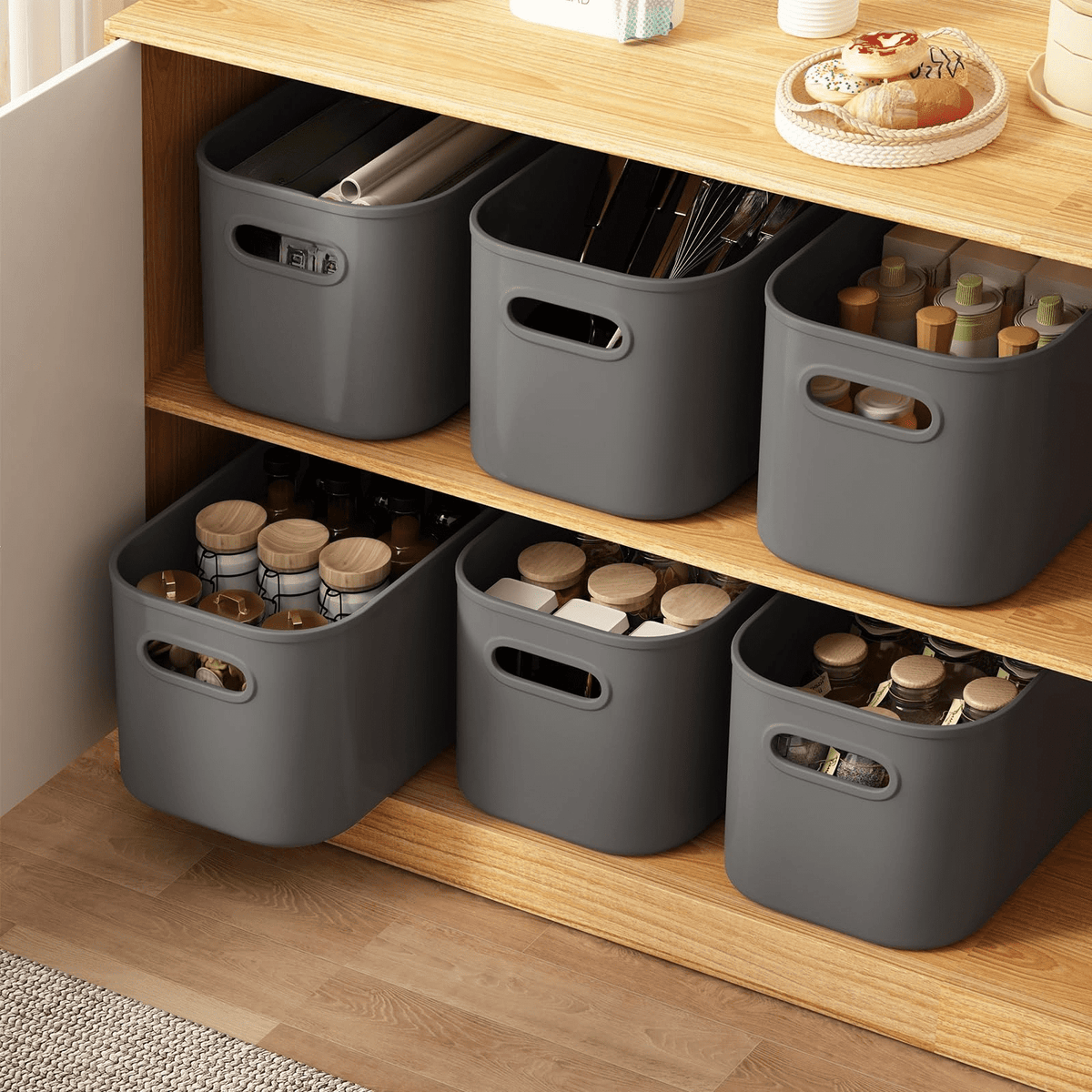 with Lids Stackable Container for Organizing, Boxes with Handle for Shelves, for Craft, Snacks - Image 3