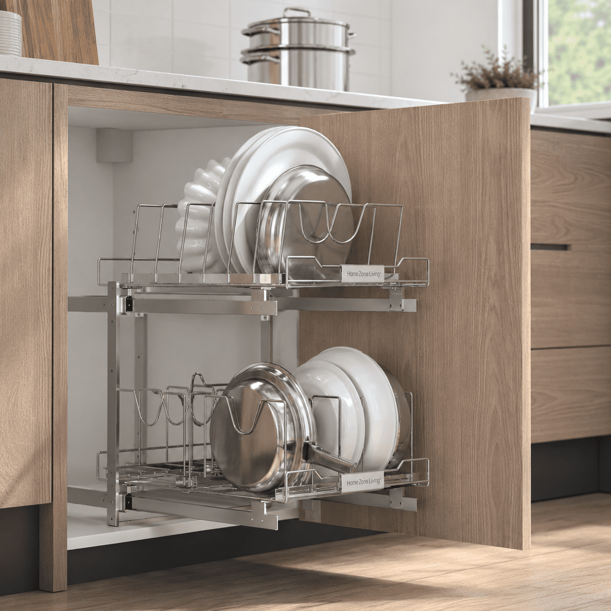 Pull Out Kitchen Cabinet Organizer with 2-Tiers of Storage, 20" x 15.14" x 22.8" - Image 5