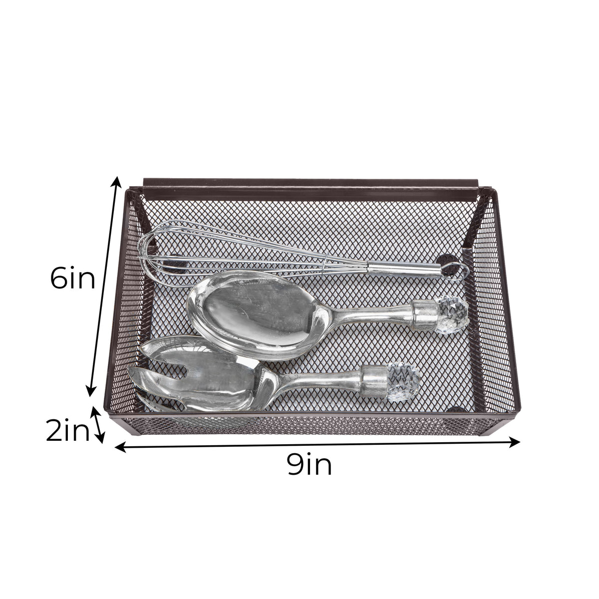 Organizer - 9 x 6 Inch - Steel Metal Mesh Tray - with Interlocking Arm Connection - Utensils, Silverware, Organizatio... - Image 2