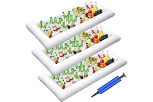 Jasonwell 3 PCS Inflatable Serving Bars Ice Buffet Salad Serving Trays Food Drink Holder Cooler Containers Indoor Outdoor BBQ