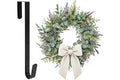 Sattiyrch 15" Wreath Hanger for Front Door,Sturdy Steel Wreath Door Hanger,Over The Door Hanger Hook (Black,1)