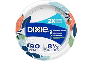 Dixie Medium Paper Plates, 8.5 Inch, 90 Count, 2X Stronger*, Microwave-Safe, Soak-Proof, Cut Resistant, Disposable Plates For