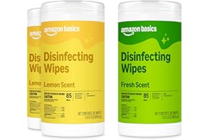 Basics Disinfecting Wipes, Lemon & Fresh Scent, Sanitizes, Cleans, Disinfects & Deodorizes, 255 Count (3 Packs of 85)
