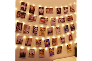 HXWEIYE 120LED Warm White 40Ft Fairy String Light with 52 Clear Clips & 12 Hooks, USB Powered, Waterproof, 8 Modes & Timer, P