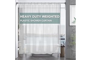 AmazerBath Plastic Shower Curtain Clear Premium PEVA, Clear Shower Curtain Heavy Duty 8G, Weighted Shower Curtains for Bathro