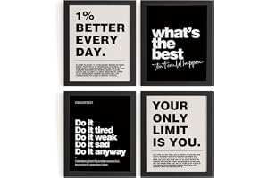 DSHFG Motivational Inspirational Office Wall Art Decor Prints Set of 4, Black Motivational Wall Decor Trendy Retro Posters fo - 2