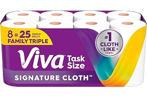 Viva Signature Cloth Paper Towels, Task Size, 8 Family Triple Rolls, 141 Sheets per Roll (Packaging May Vary)