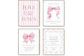 LARTSFRO Coquette Pink Bow Jesus Wall Art Decor Posters, Light Pink Bow Christian Room Bedroom Bathroom Dorm Wall Art Decor A