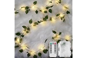 suddus Vine with Fairy Lights Battery Operated, 33ft100 LED Pothos String Lights with Remote, Leaf Lights for Bedroom, Room