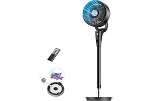 DREO Fan for Bedroom, 2026 Upgraded, 90ft Airflow, 20dB Quiet Fan, 90° Oscillating Standing Fan for Whole Room, DC Motor, 8+H