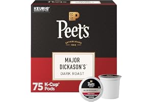 Peet's Coffee, Dark Roast Keurig K-Cup Pods, 100% Arabica Coffee - Major Dickason's Blend 75 Count (1 Box of 75 Pods)
