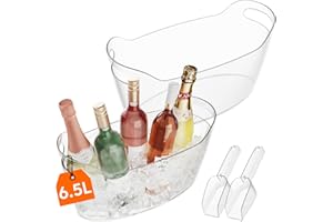 Lifewit 6.5L Ice Bucket for Parties 2 Pcs, Large Beverage Tub with Scoop, Drink Cooler for Dirty Soda Bar, Portable Champagne