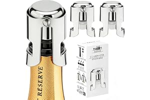 Champagne Stoppers for Bottles, Pafusen 2 Pack Champagne Sealer Stopper, Stainless Steel Champagne Cork Stopper Toppers, Save