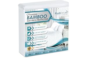 PlushDeluxe Premium Bamboo Mattress Protector – King Size, Waterproof, & Ultra Soft Breathable Noiseless Washable Bed Mattres