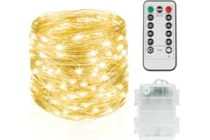 suddus Fairy Lights Battery Operated with Remote, 33ft 100 LED Dimmable Twinkle Lights with Timer, Waterproof Copper Wire Str