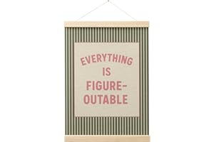 FGFK Everything Is Figureoutable Positive Affirmations Wall Art Poster Hanger Frame, Retro Pink and Green Inspirational Canva