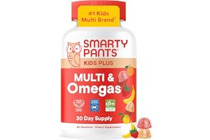 SmartyPants Kids Multivitamin Gummies with Omega 3 DHA/EPA, Vitamins D3, C, B12, B6, A, K, and Zinc, Gluten Free, Clean Label