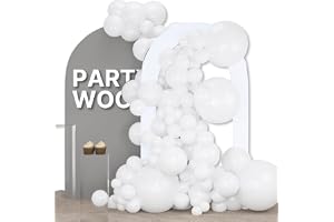 PartyWoo White Balloons 155pcs Different Sizes Pack of 18 12 10 5 Inch Matte White Latex Balloon Arch Kit Garland for Wedding