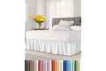 Wrap Around Dust Ruffle Bed Skirt - White - for Queen Size Beds with 15 Inch Drop - Easy Fit Elastic Strap - Adjustable Pleat
