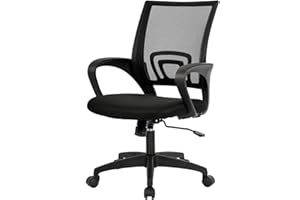 BestOffice | Ergonomic Office Chair | Mid-Back Swivel Desk Chair | Breathable Backrest & Lumbar Support | Adjustable Height |