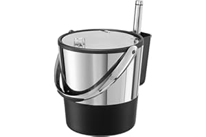 Oggi Insulated Ice Bucket, 4 Quart / 3.8 L, Stainless Steel, Black.