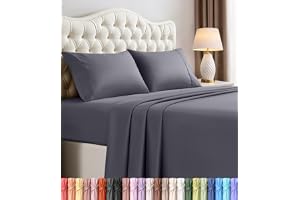 Queen Size Sheet Set – 4 Piece Bed Sheets, Soft and Breathable Microfiber, Includes 1 Fitted Sheet, 1 Flat Sheet and 2 Pillow